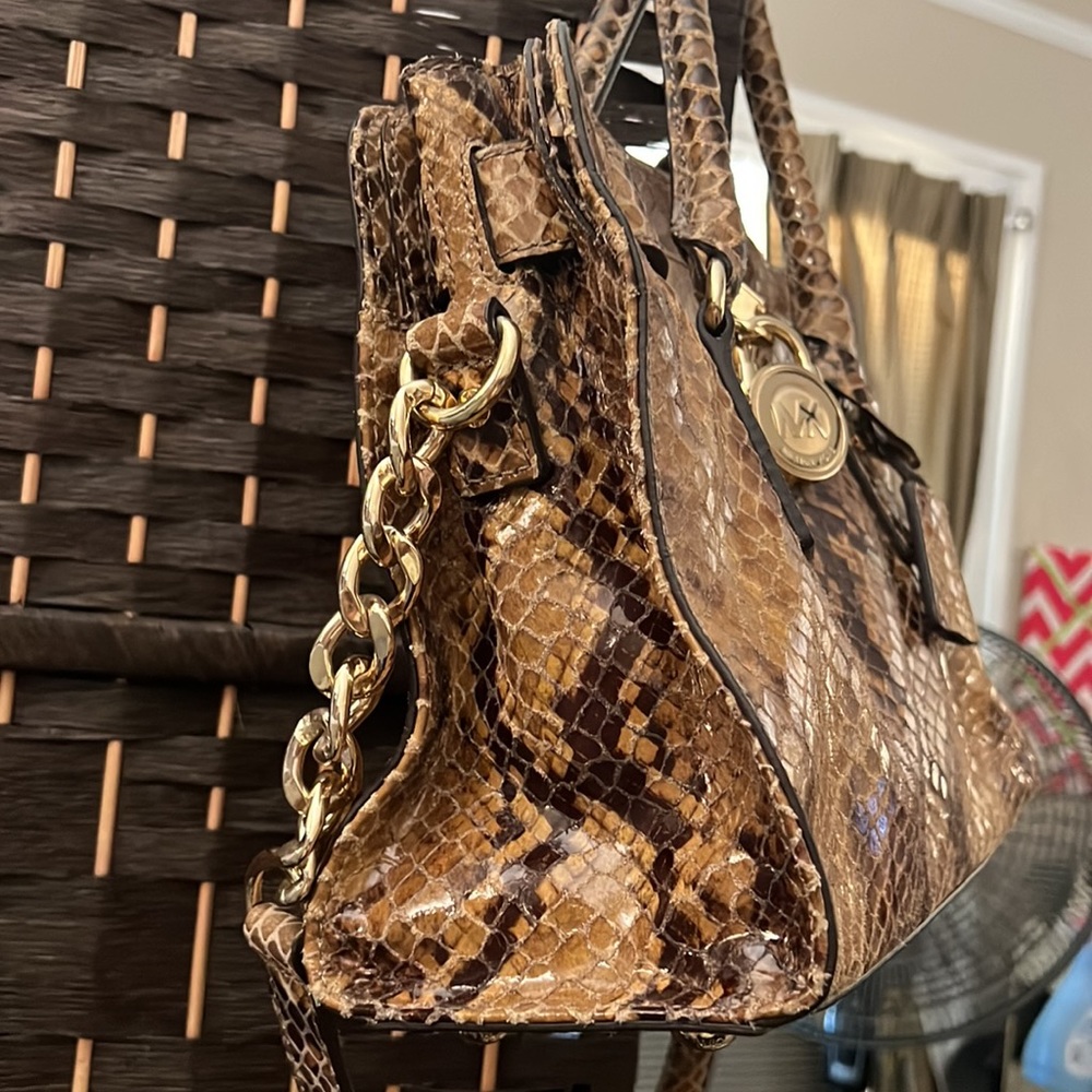 Michael Kors Brown Python Skin Leather Satchel - image 3